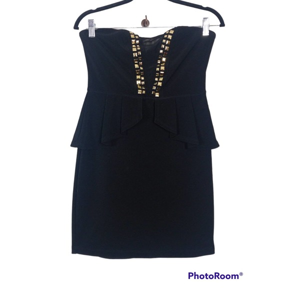 Charlotte Russe Strapless Studded Peplum Mini Dress - Picture 1 of 6
